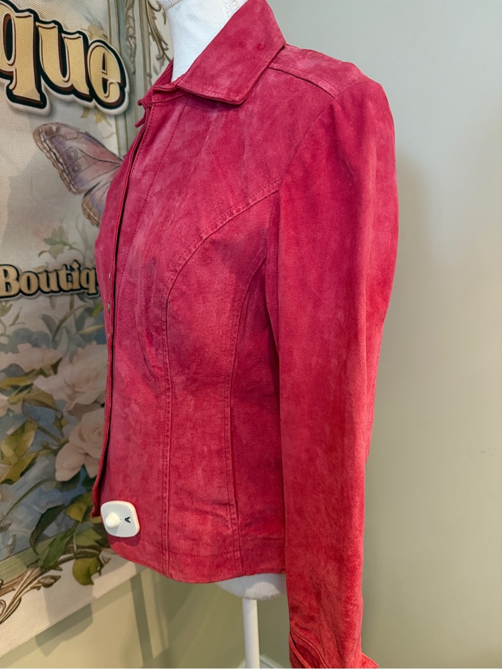 Raspberry Pink Suede Button-Front Jacket - Picture 8 of 12